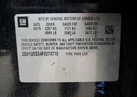 2015 Cadillac Xts from USA, damaged, VIN 2G61U5S34F9274719